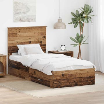 vidaXL Bedframe met lade met opslag Oudhout 90 x 190 cm, Verzenden