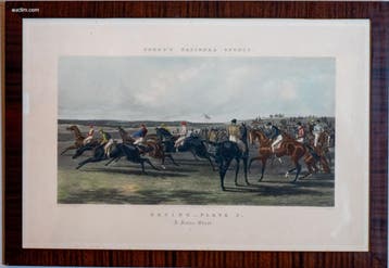 Reeks van 3 antieke Engelse paardenren-gravures..., Nieuw