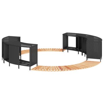 vidaXL Hottub-ombouw poly rattan en massief acaciahout zwart, Verzenden, Nieuw