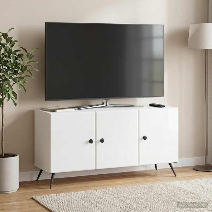 vidaXL TV Kast Hoogglans Wit 99 x 34,5 x 50 cm Bewerkt hout, Huis en Inrichting, Kasten |Televisiemeubels, Nieuw, Verzenden