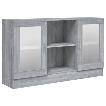 Vitrinekast 120cm grijs eiken | 34% Korting | Retour deal, Huis en Inrichting, Kasten | Vitrinekasten, 100 tot 150 cm, Verzenden