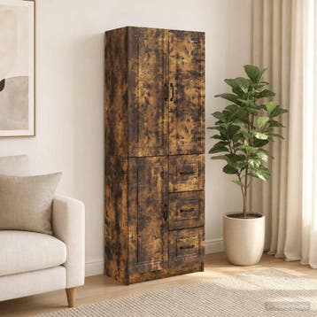 vidaXL Kast Set 2 st Gerookt eiken Bewerkt hout, Huis en Inrichting, Verzenden, Nieuw