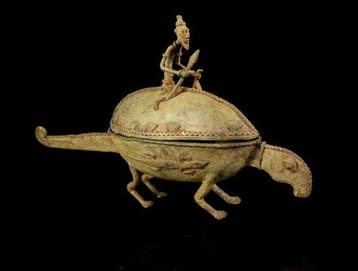 Bronzen Vaas Kameleon - Dogon - Mali