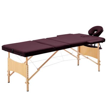 vidaXL Massagetafel inklapbaar 3 zones hout wijnpaars, Verzenden