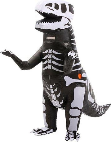 KIMU® Opblaas Kostuum Kinderen T-Rex Skelet 110 116 122 128, Ophalen of Verzenden, Nieuw