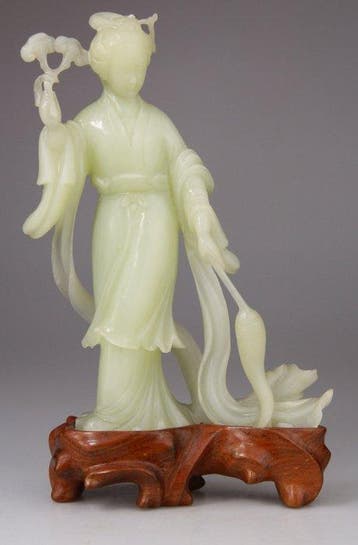 Chinese Carved Hardstone Sculpture Statue Kwanyin Lady