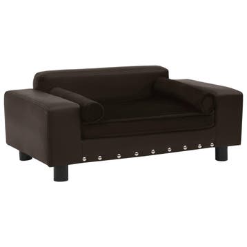 vidaXL Hondenbank 81x43x31 cm pluche en kunstleer bruin, Dieren en Toebehoren, Verzenden, Nieuw