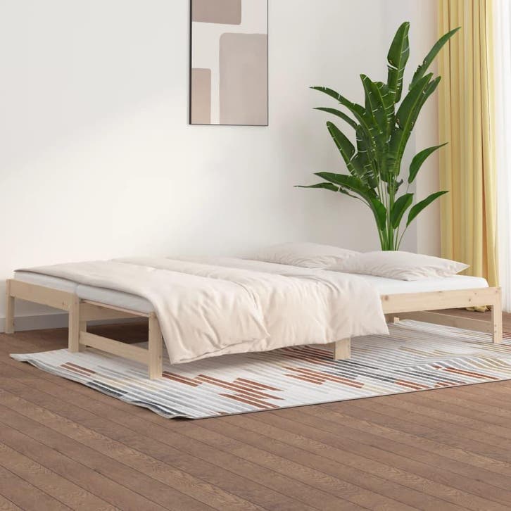 vidaXL Slaapbank uitschuifbaar 2x(90x200) cm massief, Huis en Inrichting, Slaapkamer | Bedden, Nieuw, Verzenden