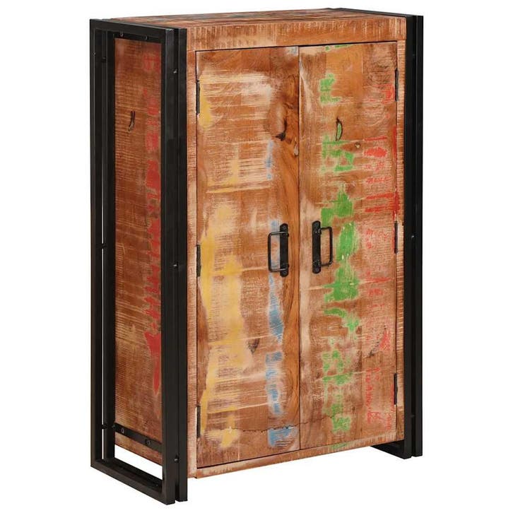 vidaXL Highboard met Deuren Bruin Massief Gerecycled Hout en, Huis en Inrichting, Kasten | Dressoirs, Nieuw, Verzenden