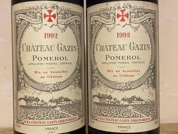 1992 Château Gazin - Pomerol - 2 Flessen (0.75 liter), Verzamelen, Nieuw