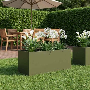 vidaXL Plantenbak Olijfgroen 80 x 40 x 40 cm Koudgewalst, Tuin en Terras, Bloempotten, Verzenden, Nieuw
