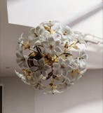 Plafondlamp - Glas - Hanglamp met bloemthema, wit, van glas