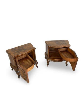 Nachtkastje (2) - Walnoot, Messing, Hout