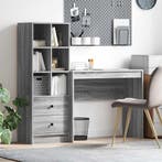 vidaXL Bureau met lade met plank met opslag 2 pcs Grijs, Verzenden, Nieuw