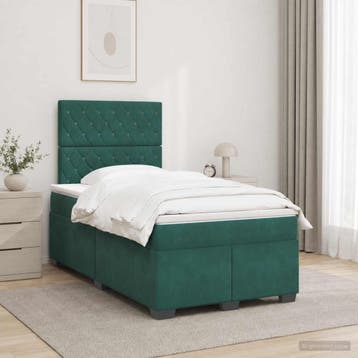 vidaXL Boxspringbed met matras Donkergroen 120 x 190 cm, Maison & Meubles, Verzenden
