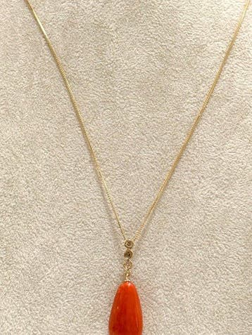 Collier avec pendentif - 14 carats Or jaune Diamant
