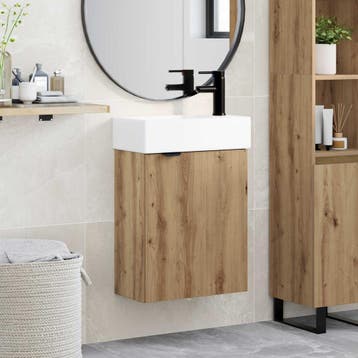 vidaXL Badkamermeubel met kraan Artisanaal eiken 45,5 x 22,5, Verzenden