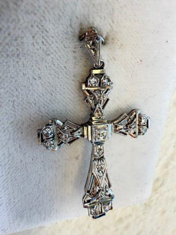 Pendentif en forme de croix Platine Diamant (Naturelle) -