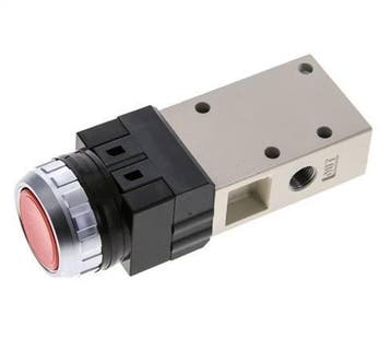 valve à bouton poussoir 3/2 G1/8 rouge 0-8bar/0-112psi YPC, Verzenden