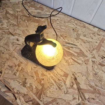 Tafellamp - Marmer, Glas, Zinklegering - windhond