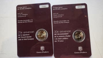 Andorre. 2 Euro 2015 Accords douaniers + Majorité à 18