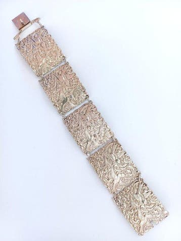 Zilver - Armband - 3 cm. breed, Antiek en Kunst