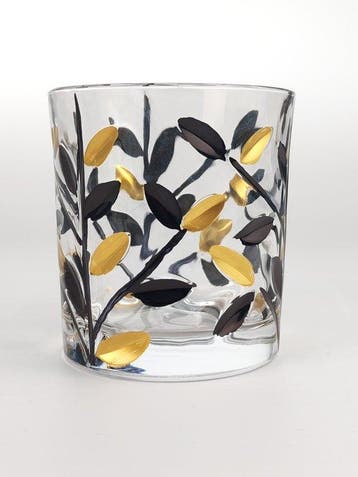 Secoloventesimo - Drinkservies (6) - Bladeren zwart-goud