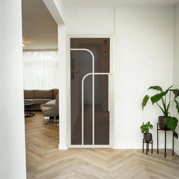 Stalen Binnendeur - Wit - 4 Vlaks rond - Rookglas, Minder dan 80 cm, Binnendeur, Nieuw, Metaal
