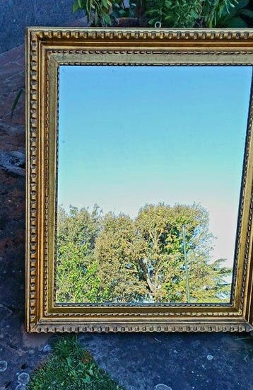 Wandspiegel - Glas, Hout - Groot met vergulde lijst, Antiek en Kunst