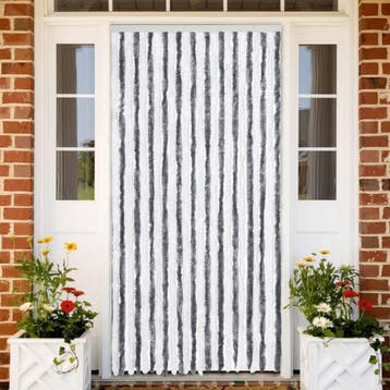 vidaXL Vliegengordijn 100x230 cm chenille grijs en wit, Verzenden, Nieuw