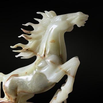 Paardensculptuur in onyx XXL Gravure - Hoogte: 260 mm -