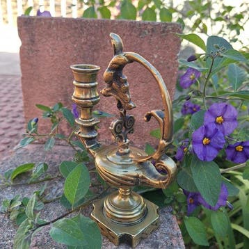 Kaarsenhouder - Messing, Brons - Draak 18e eeuw, Antiek en Kunst