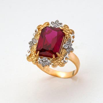 Zonder minimumprijs - Ring 18-karaats goudlaag, Zilver