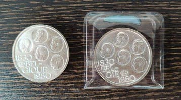 België. Boudewijn I. 500 Francs 1980, 2 x Coins (Zonder