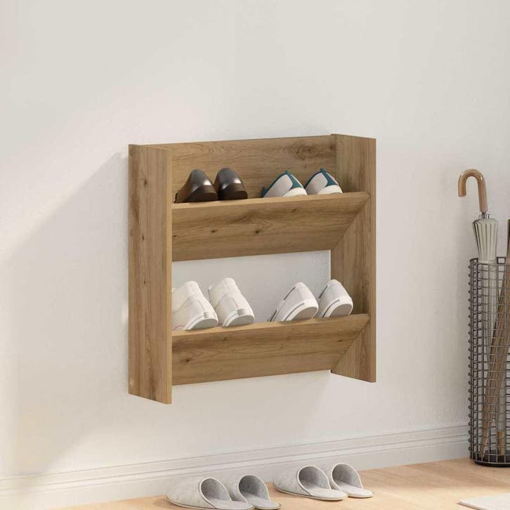 vidaXL Schoenenkast Artisan Eiken 60 x 18 x 60 cm Bewerkt, Maison & Meubles, Armoires | Armoires à chaussures, Envoi