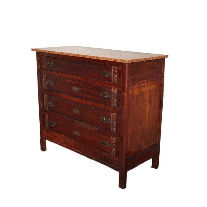 Crédence - Bois, Marbre - rose de Vérone, Antiquités & Art, Antiquités | Autres Antiquités