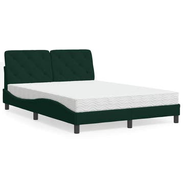 vidaXL Bed met matras fluweel donkergroen 140x200 cm, Verzenden, Nieuw
