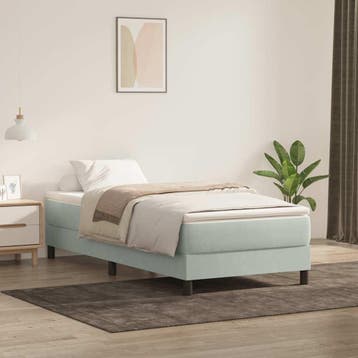 vidaXL Boxspring zonder matras fluweel lichtgrijs 90x220 cm, Huis en Inrichting, Slaapkamer | Bedden, Verzenden, Nieuw