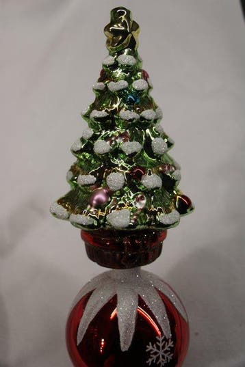 Kerstboom piek met dennenboom, glas - Kerstdecoratie Holly
