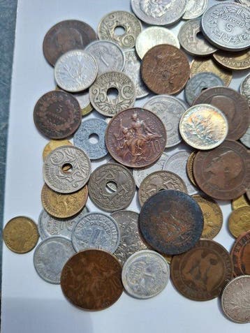 Frankrijk. Lot de monnaies françaises, dont 10 en argent