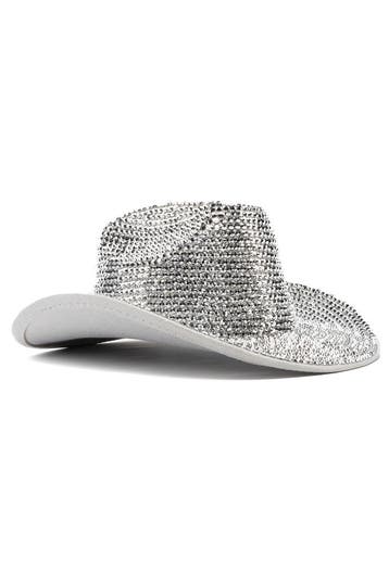KIMU® Cowboyhoed Zilver Strass Steentjes Cowgirl Western Hoe, Ophalen of Verzenden, Nieuw