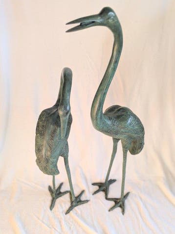 Sculptuuur voor buiten, Pair of herons both made as a