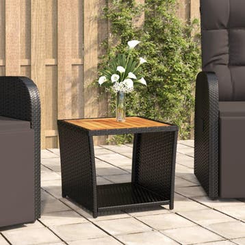 vidaXL Salontafel met houten blad poly ratten en acaciahout, Verzenden