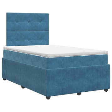 vidaXL Boxspringbed met matras Blauw 120 x 190 cm Fluweel, Verzenden