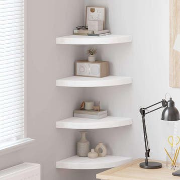 vidaXL Hoekschappen zwevend 4 st 35x35x3,8 cm MDF wit, Verzenden, Nieuw