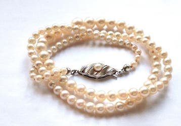Sans prix de réserve - Collier de perles or blanc 14 carats, Bijoux, Sacs & Beauté
