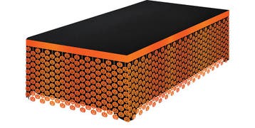 Oranje Halloween Tafelrok Doodshoofden 4m, Verzenden, Nieuw
