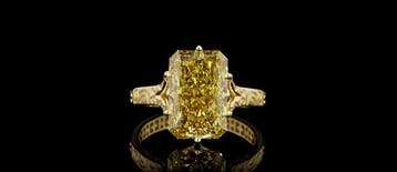Ring - 14 karaat Geel goud - 6.05ct. tw. Geel Diamant (Fancy, Nieuw