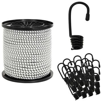 vidaXL Bungee Koorden met Haken 6 mm Zwart en Wit PP en, Verzenden