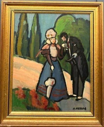 Henri Reboa (1910-1980) - Couple dans un paysage